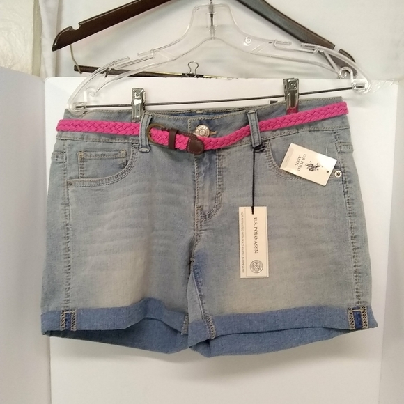 U.s. POLO ASSN. Shorts Daisy Dukes Blue Denim Distressed Jeans Size 9/10 - Picture 1 of 8